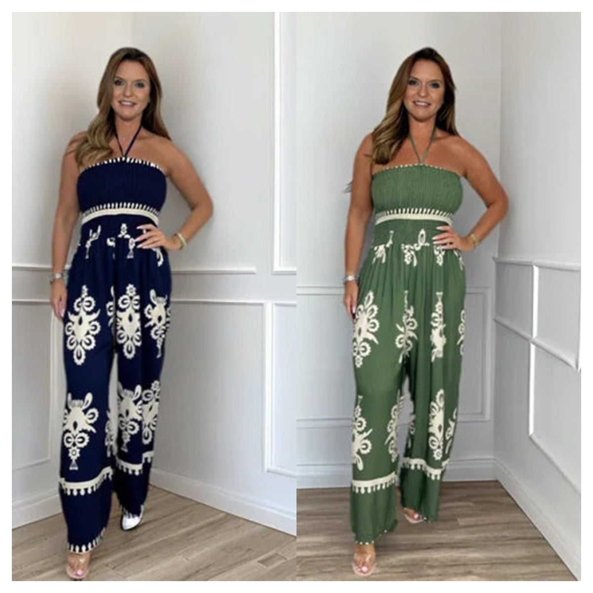 😍2026-os csőtopos🎁 Ajándék nyaklánc! Magas derékú Bardot jumpsuit✨ Nyári laza jumpsuit elöl csomózható kialakítással – Strandhoz, randira és nyaraláshoz tökéletes!