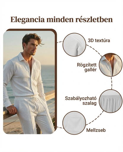 💥45% árcsökkentés🎁Ingyenes ajándék-📿Gyönyörű karkötő👔 Férfi waffle-textúrás két részes szett – stílus és kényelem egyben!