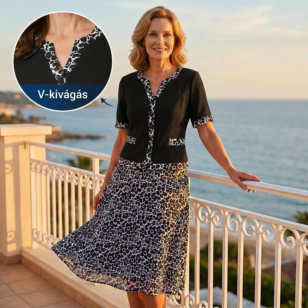 🎁Ingyenes ajándék -📿Gyönyörű nyaklánc🎉50% árcsökkentés🧥👗 Kétrészes hatású virágmintás ruha🌸✨ A-vonalú virágmintás ruha – a könnyed elegancia maga, minden testalkatra!