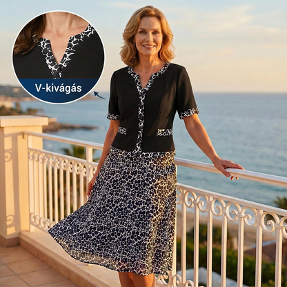 🎁Ingyenes ajándék -📿Gyönyörű nyaklánc🎉50% árcsökkentés🧥👗 Kétrészes hatású virágmintás ruha🌸✨ A-vonalú virágmintás ruha – a könnyed elegancia maga, minden testalkatra!
